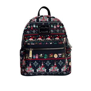 Loungefly Disney Parks Christmas Holiday Ugly Sweater Castle Mini Backpack 2020